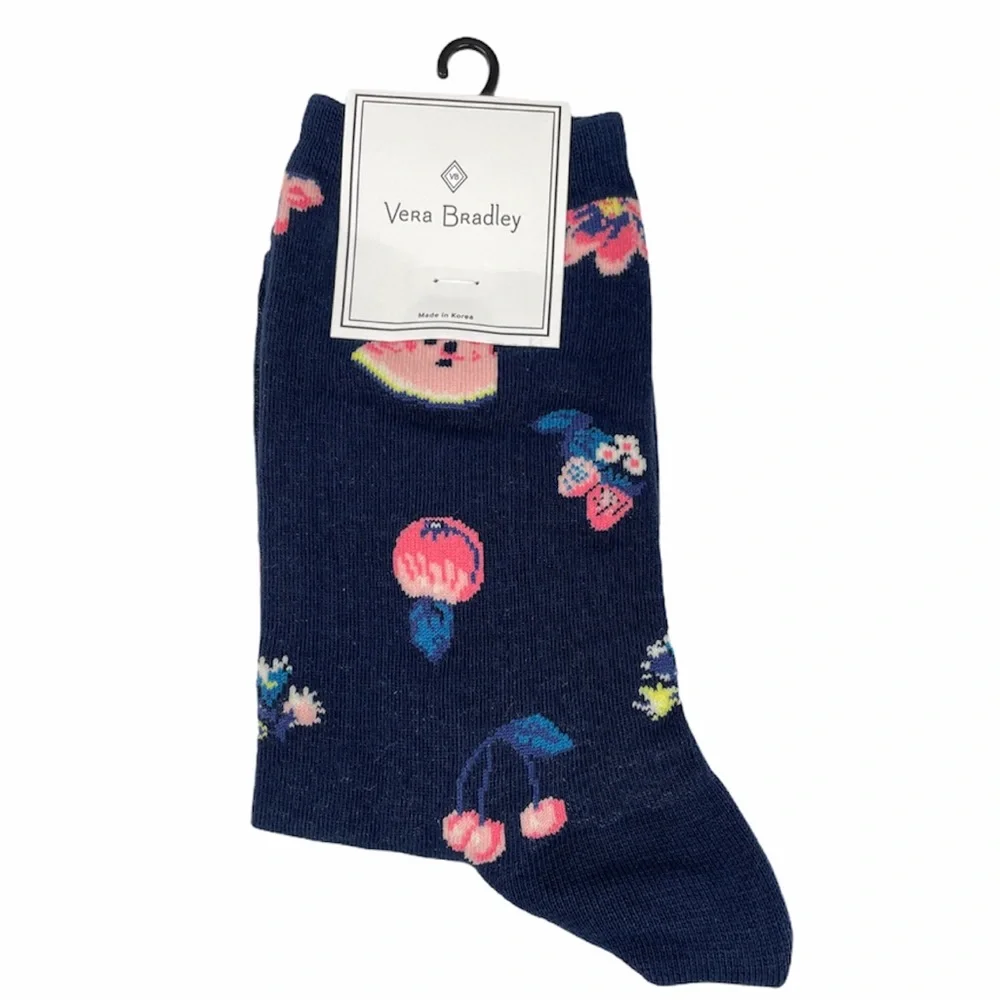 Vera Bradley Garden Picnic Crew Socks, Navy